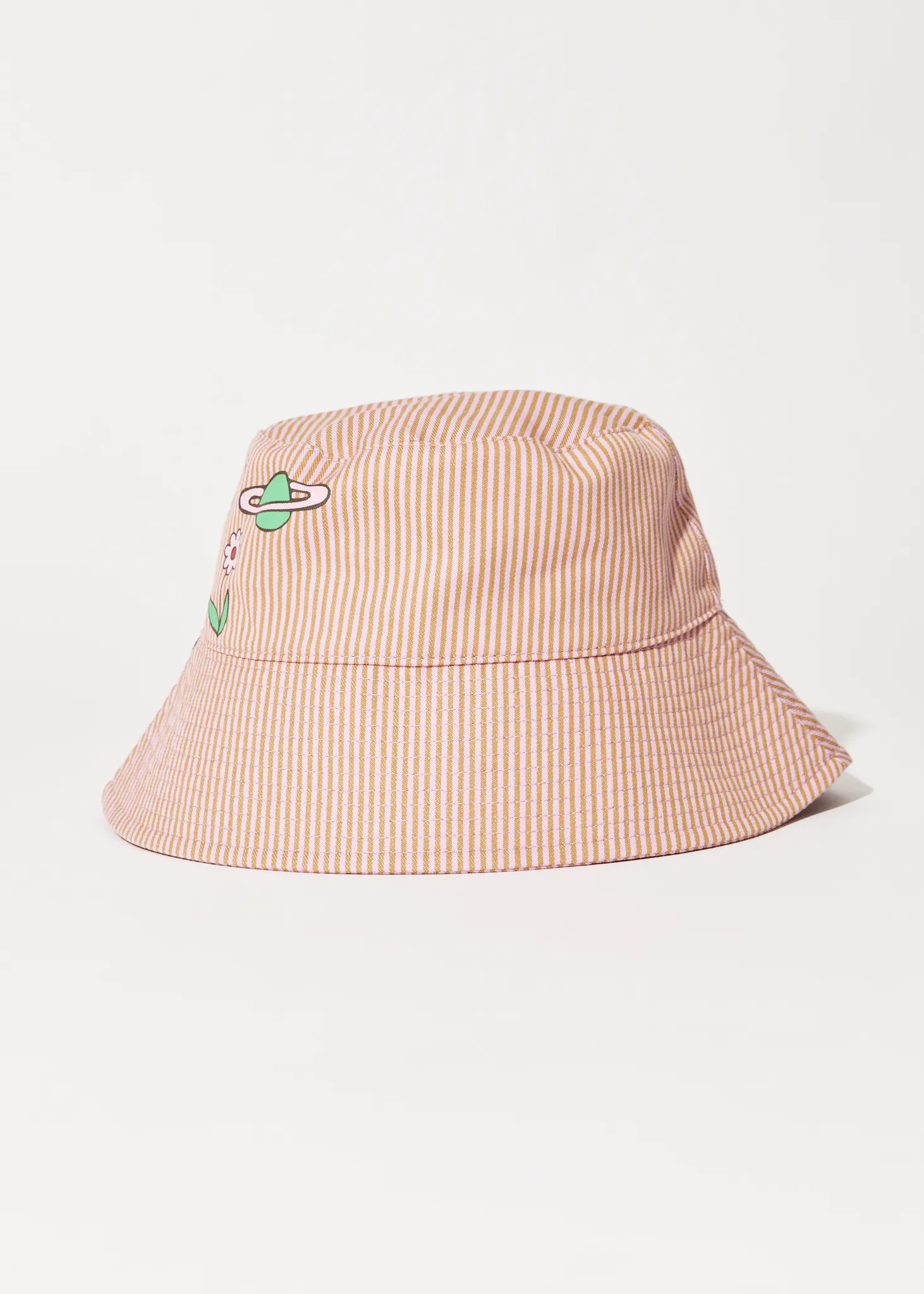 AFENDS Unisex Night Shade - Bucket Hat - Mustard Stripe