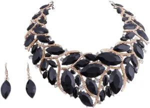 African Beads Jewelry Sets Women Bridal Crystal Statement Necklace Earring Jewelry Sets