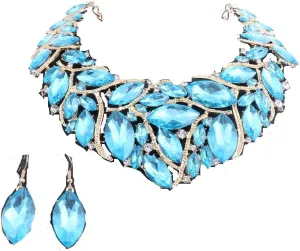 African Beads Jewelry Sets Women Bridal Crystal Statement Necklace Earring Jewelry Sets