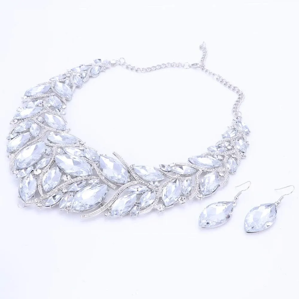 African Beads Jewelry Sets Women Bridal Crystal Statement Necklace Earring Jewelry Sets