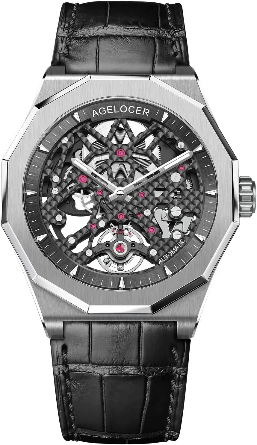 AGELOCER Skeleton Diver Watches for Men Luminous Automatic Watches Power Reserve Sport Watches 6001A1