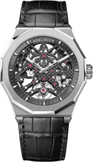 AGELOCER Skeleton Diver Watches for Men Luminous Automatic Watches Power Reserve Sport Watches 6001A1