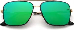 AIEYEZO Square Sunglasses for Men Women Fashion Oversized Glasses Metal Frame Square Aviator Gradient Shades