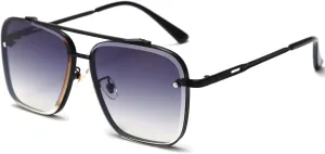AIEYEZO Square Sunglasses for Men Women Fashion Oversized Glasses Metal Frame Square Aviator Gradient Shades