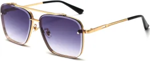 AIEYEZO Square Sunglasses for Men Women Fashion Oversized Glasses Metal Frame Square Aviator Gradient Shades