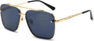 AIEYEZO Square Sunglasses for Men Women Fashion Oversized Glasses Metal Frame Square Aviator Gradient Shades
