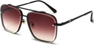 AIEYEZO Square Sunglasses for Men Women Fashion Oversized Glasses Metal Frame Square Aviator Gradient Shades