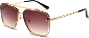 AIEYEZO Square Sunglasses for Men Women Fashion Oversized Glasses Metal Frame Square Aviator Gradient Shades