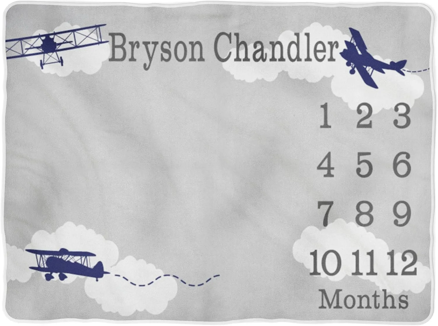 Airplane Milestone Blanket Monthly Growth Tracker Aircraft Soft Fleece Blanket Gift Newborn Gift Baby Boy