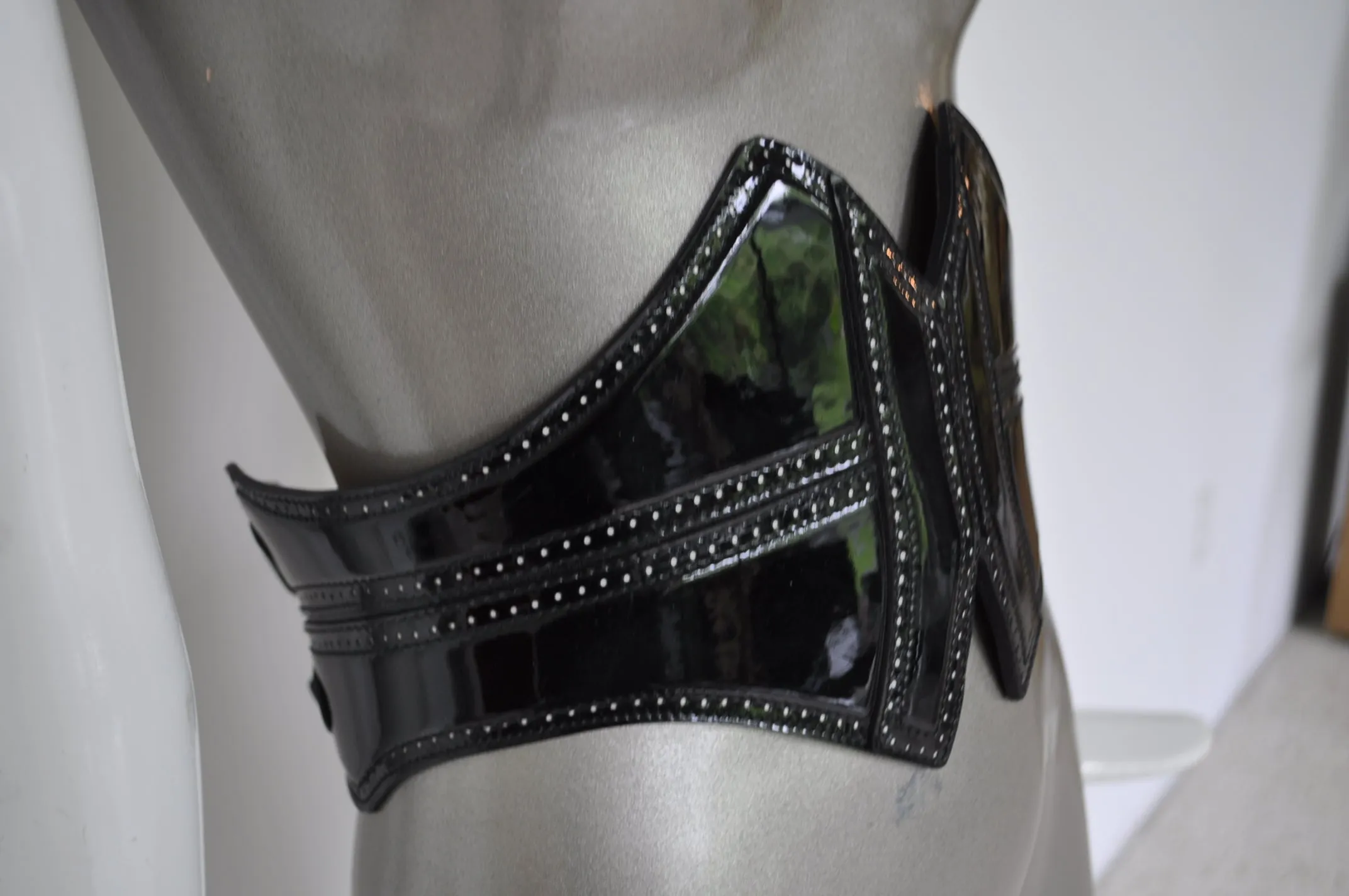 Alaia corset belt 1991 patent leather