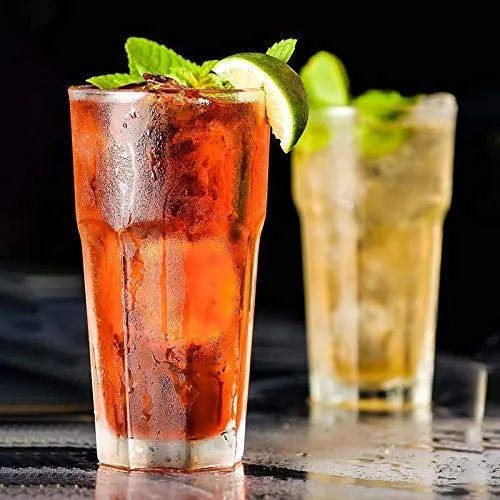 Alex 400 Ml Water Glass Tumbler Highball Glasses Clear Iced Tea And Glasses For Drinking Cocktail, Juice, Milkshake, Coke, Soda, Lassi, Dishwasher Safe Set Of 6, Transparent, 0.4 Liter