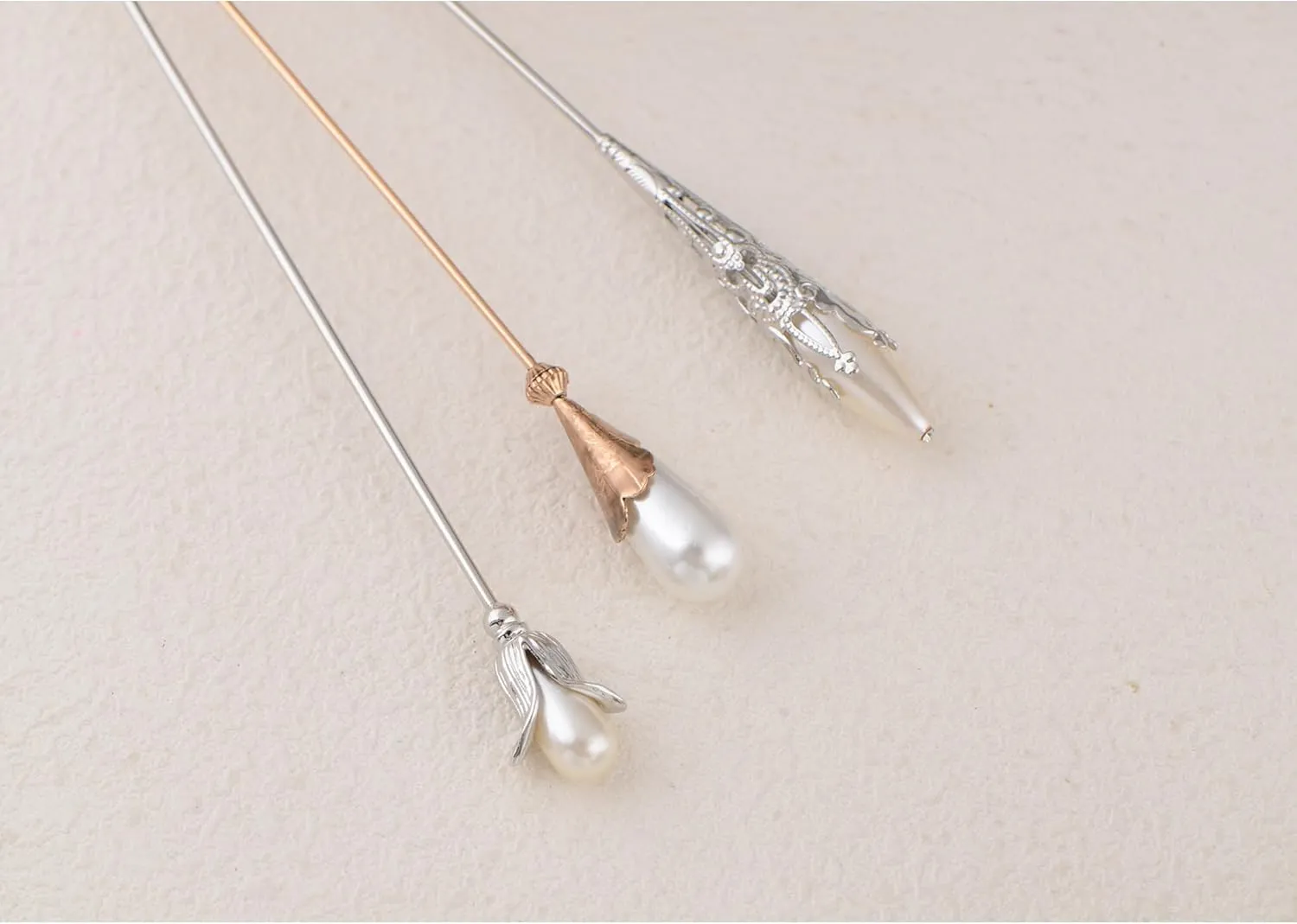 Alilang Classic Vintage 3Pcs Hat Brooch Pin Set with Rhinestone and Pearl Accents for Scarves and Hats Lapel Pin Accessories