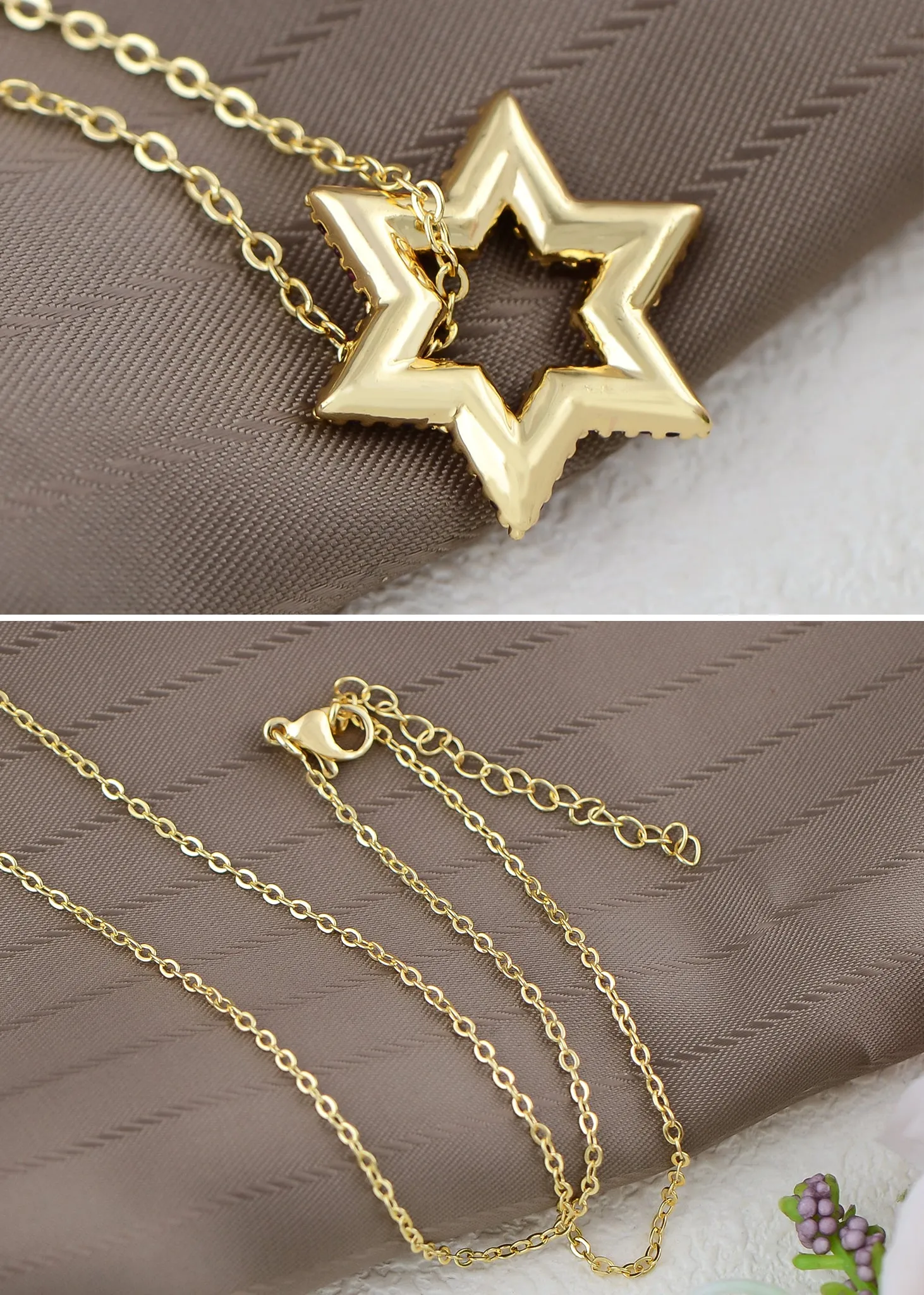 Alilang Sparkly Cubic Zirconia Star Pendant Necklace for Women Christian Jewelry