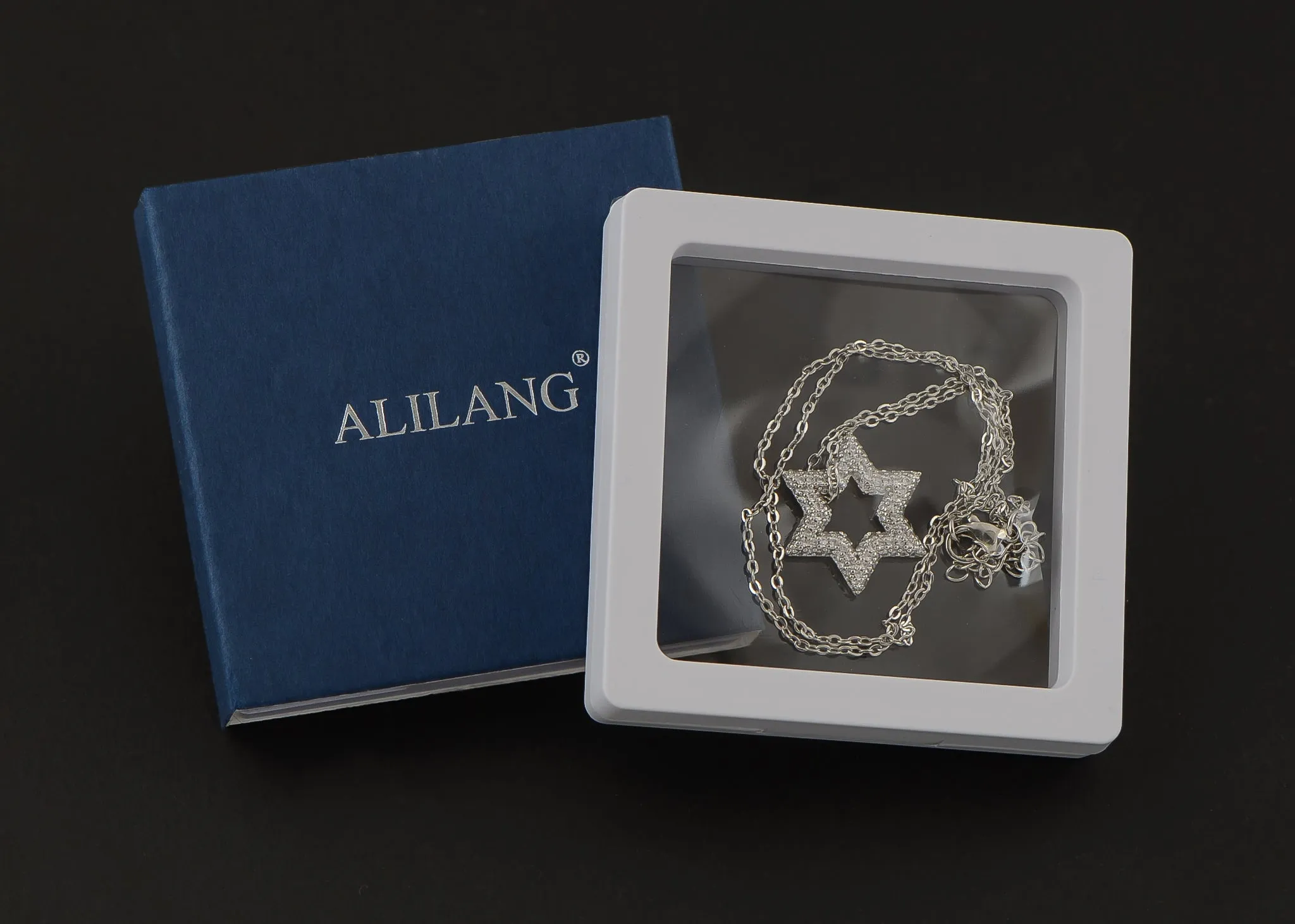 Alilang Sparkly Cubic Zirconia Star Pendant Necklace for Women Christian Jewelry