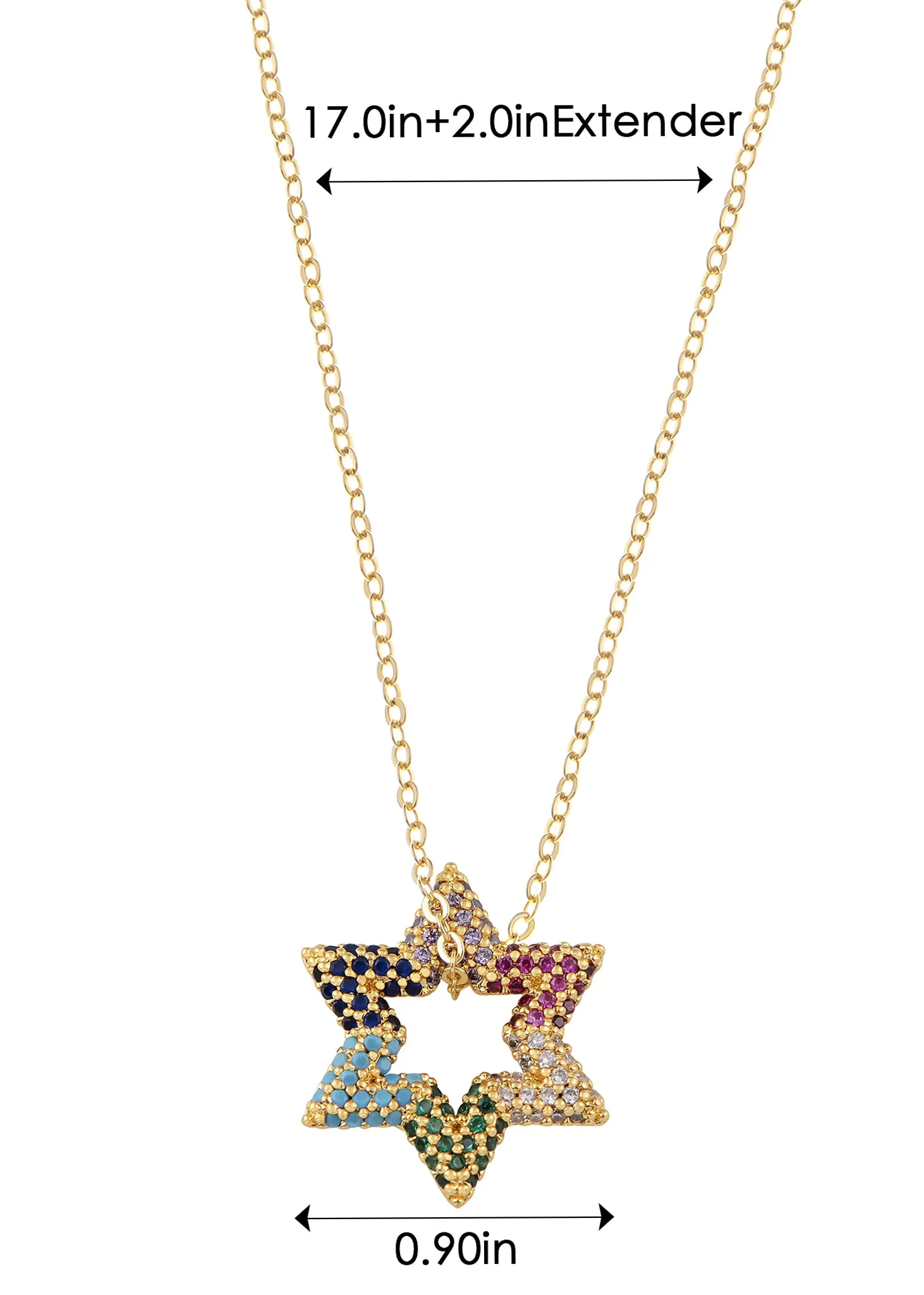Alilang Sparkly Cubic Zirconia Star Pendant Necklace for Women Christian Jewelry