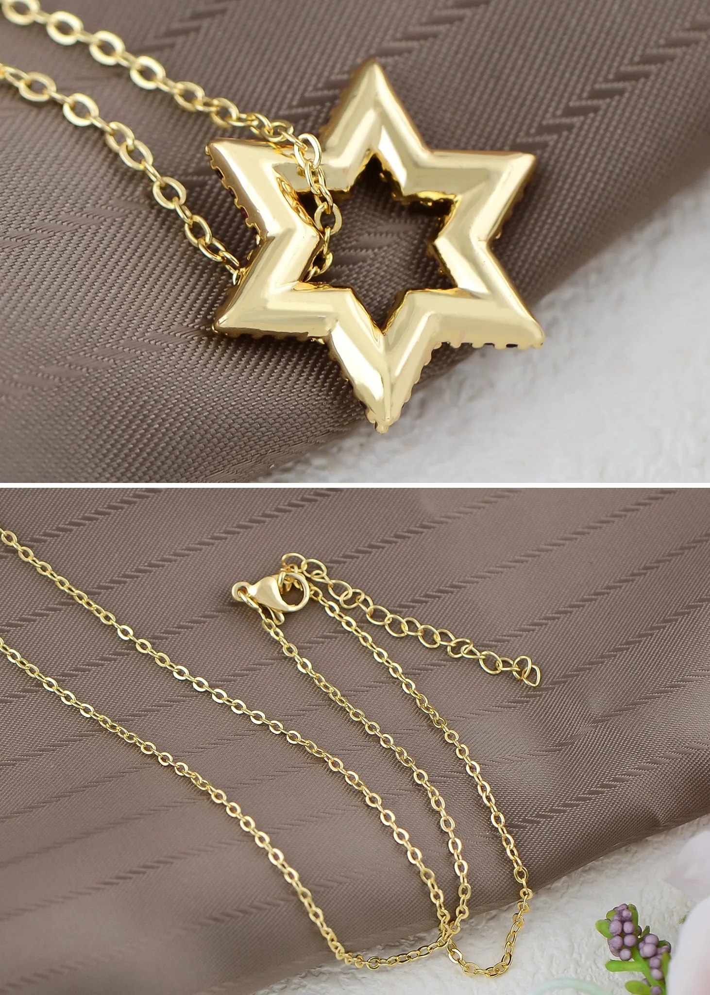 Alilang Sparkly Cubic Zirconia Star Pendant Necklace for Women Christian Jewelry