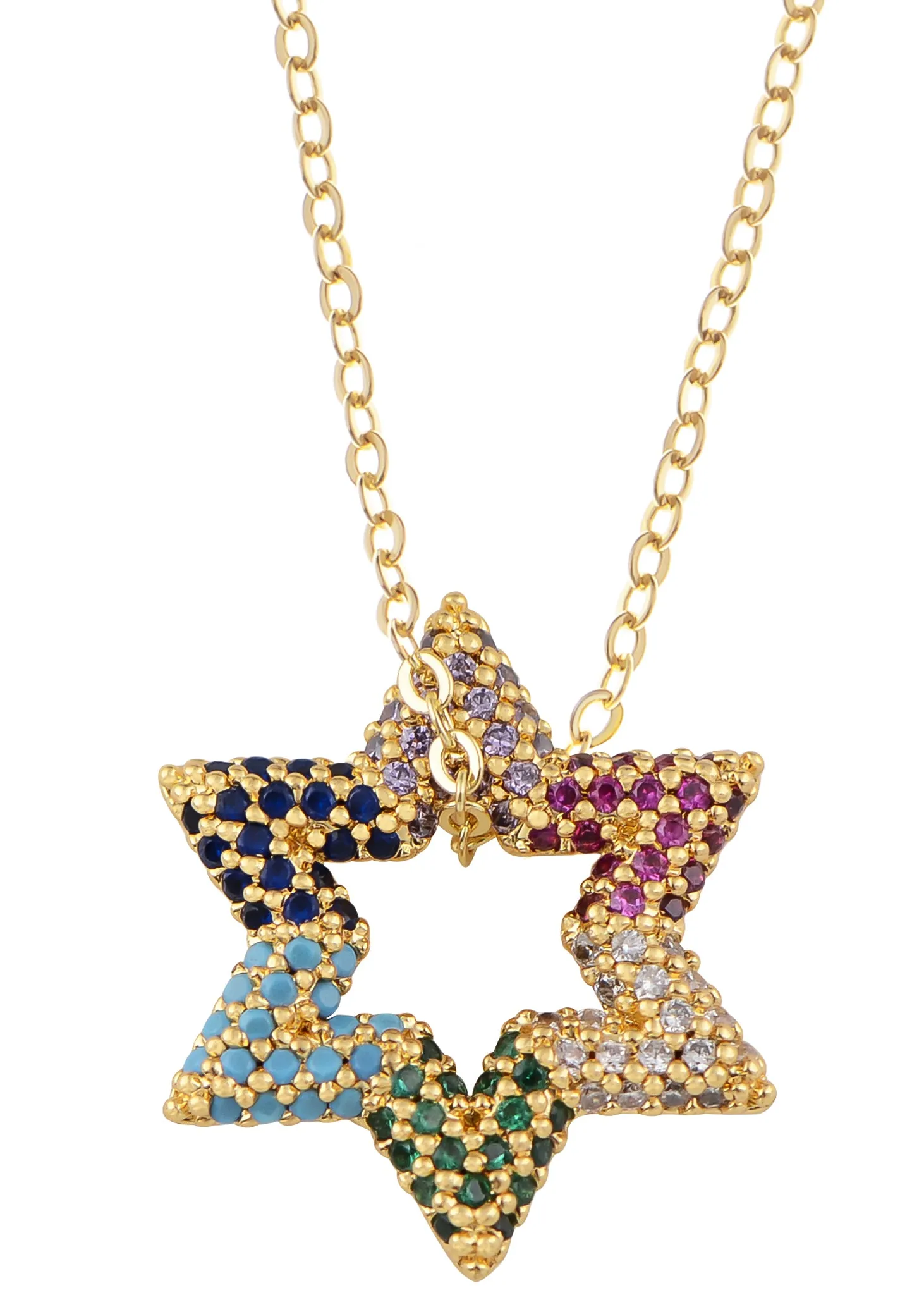 Alilang Sparkly Cubic Zirconia Star Pendant Necklace for Women Christian Jewelry