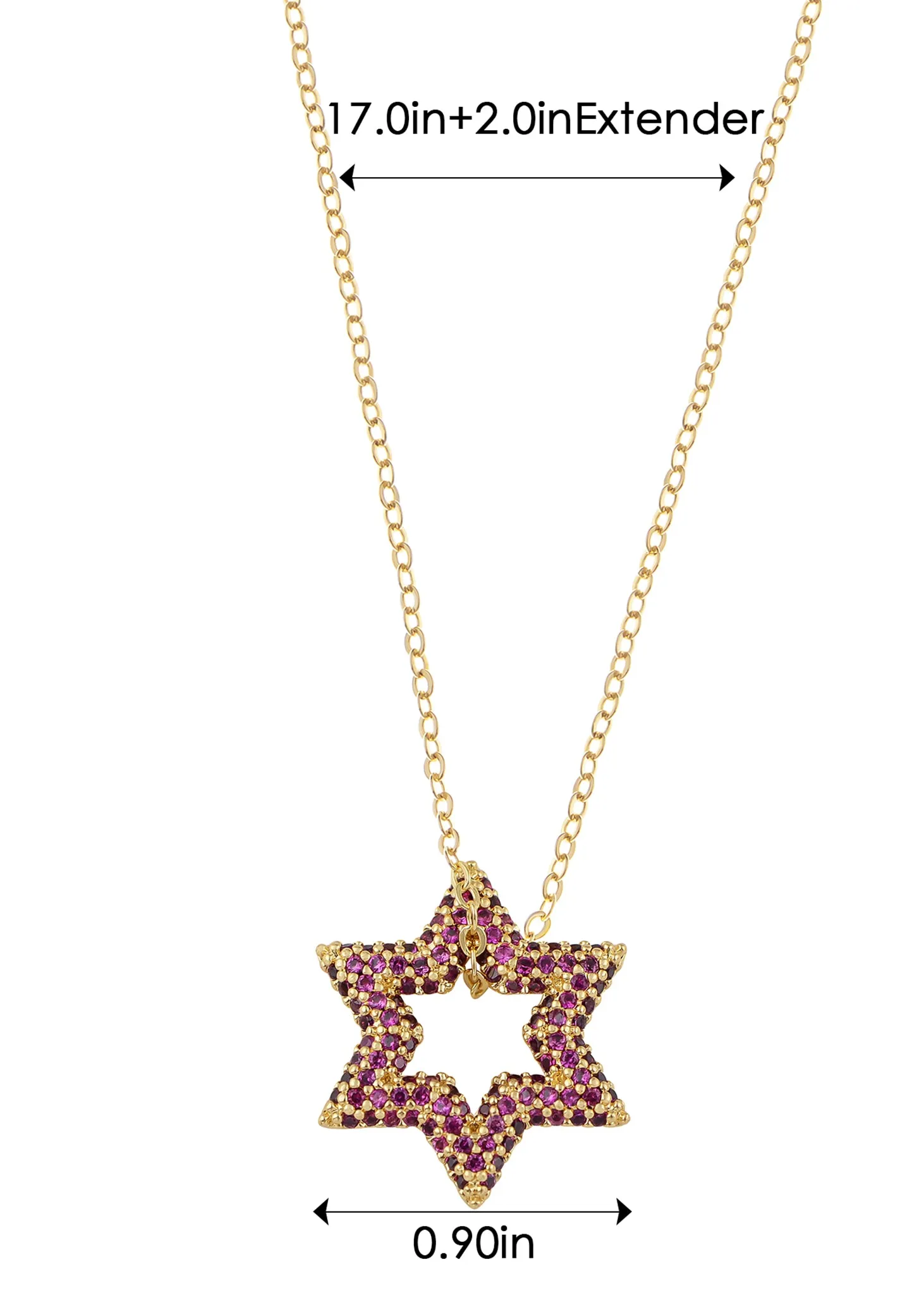 Alilang Sparkly Cubic Zirconia Star Pendant Necklace for Women Christian Jewelry