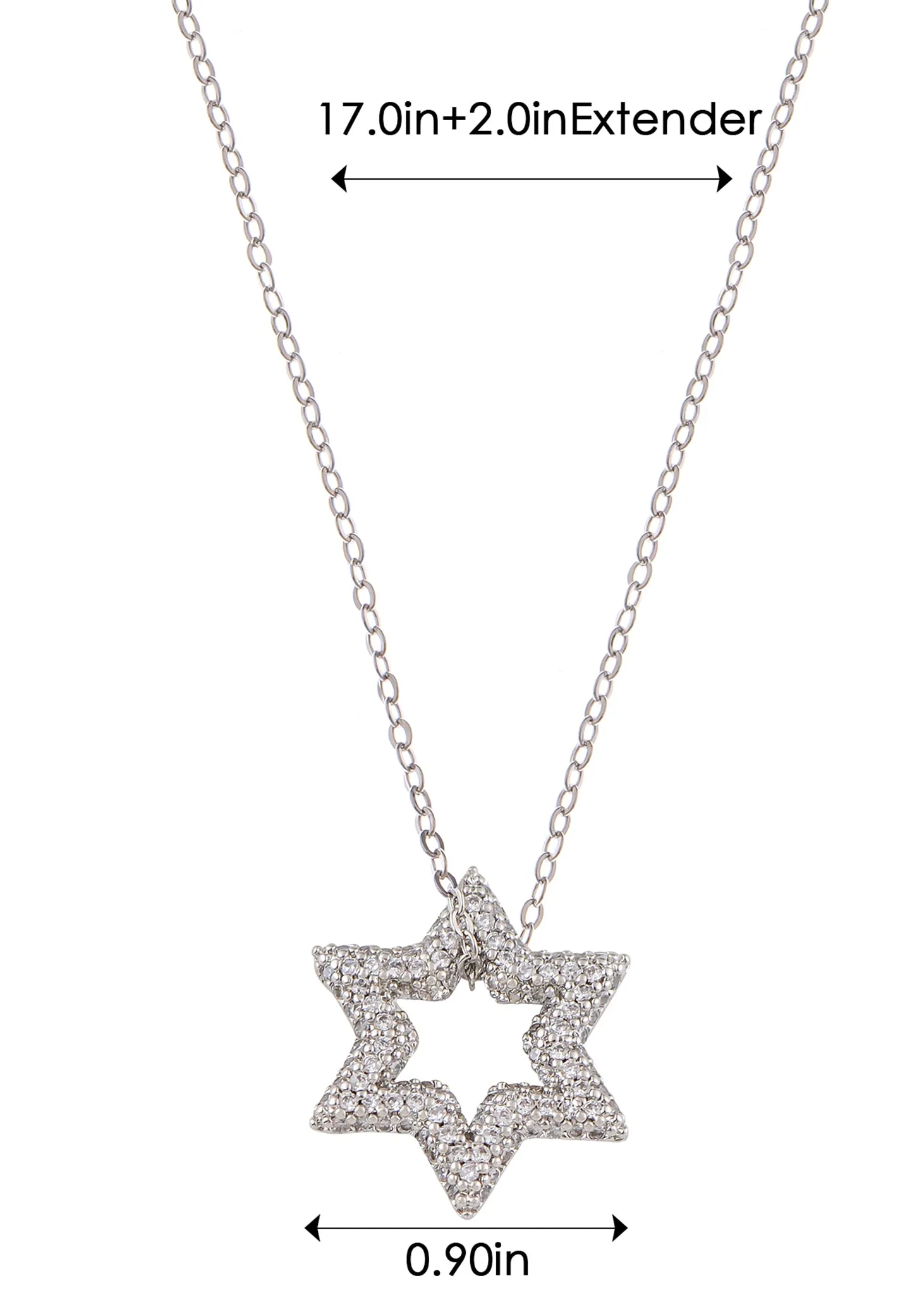 Alilang Sparkly Cubic Zirconia Star Pendant Necklace for Women Christian Jewelry