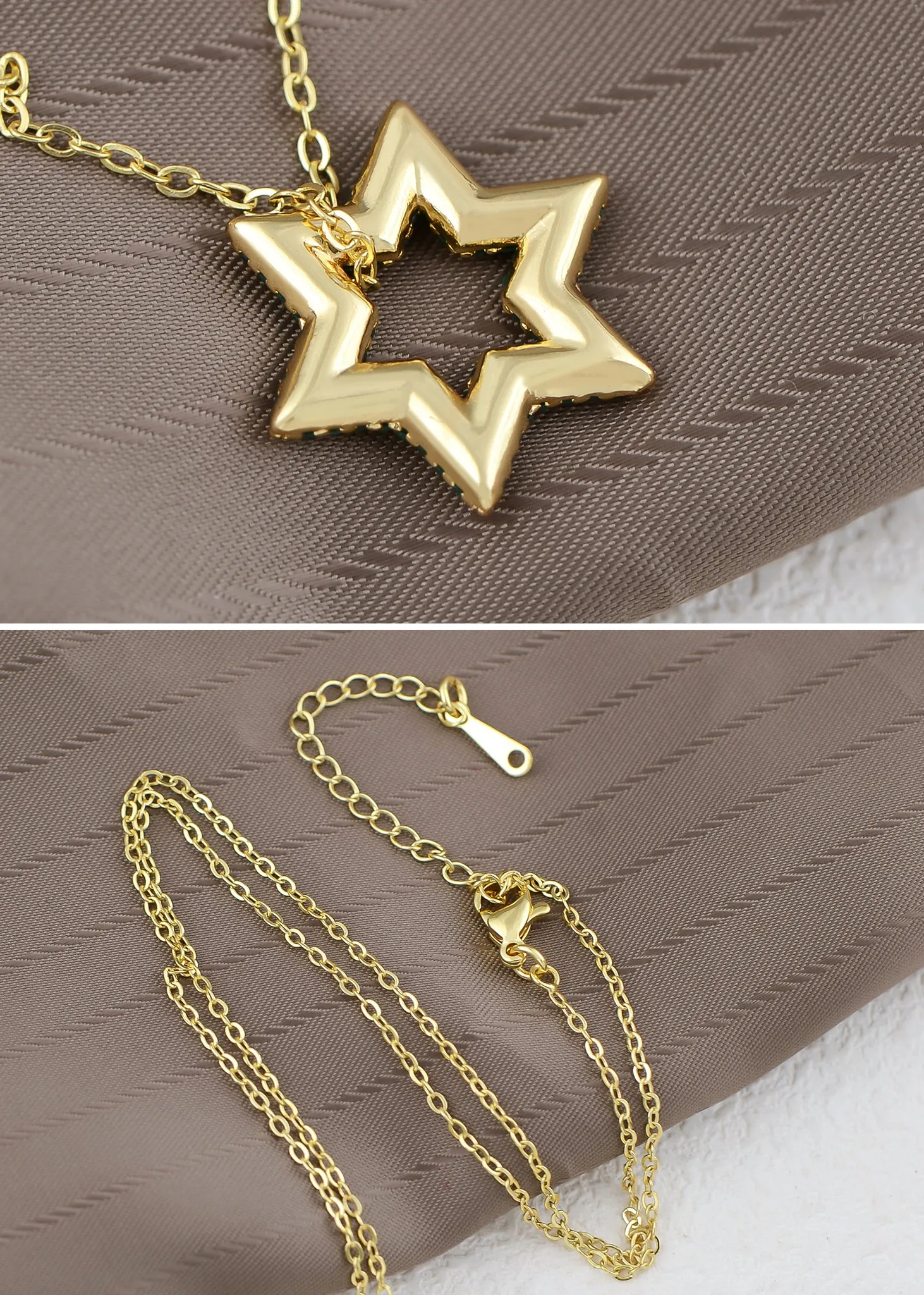 Alilang Sparkly Cubic Zirconia Star Pendant Necklace for Women Christian Jewelry