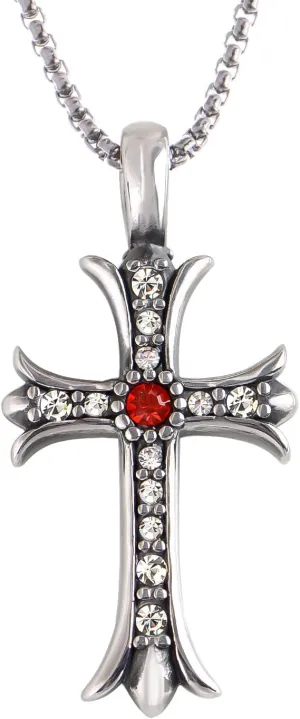 Alilang Vintage Inspired Reproduct Large Crystal Cross Pendant Necklace