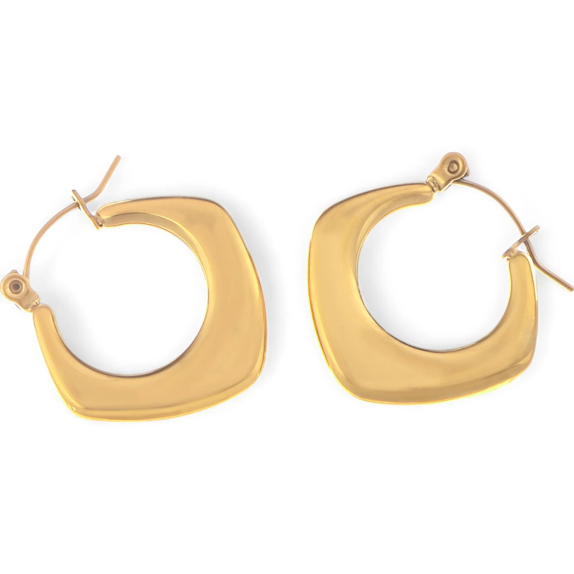 Alilang Women's Gold Tone Hoop Earrings with Sculptural Geometric Design