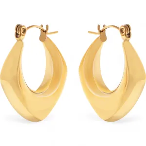 Alilang Women's Gold Tone Hoop Earrings with Sculptural Geometric Design