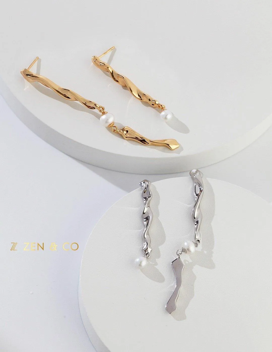 ALLEGRA Asymmetric long dangle earrings