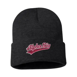 Alpha Sig Signature Charcoal Beanie
