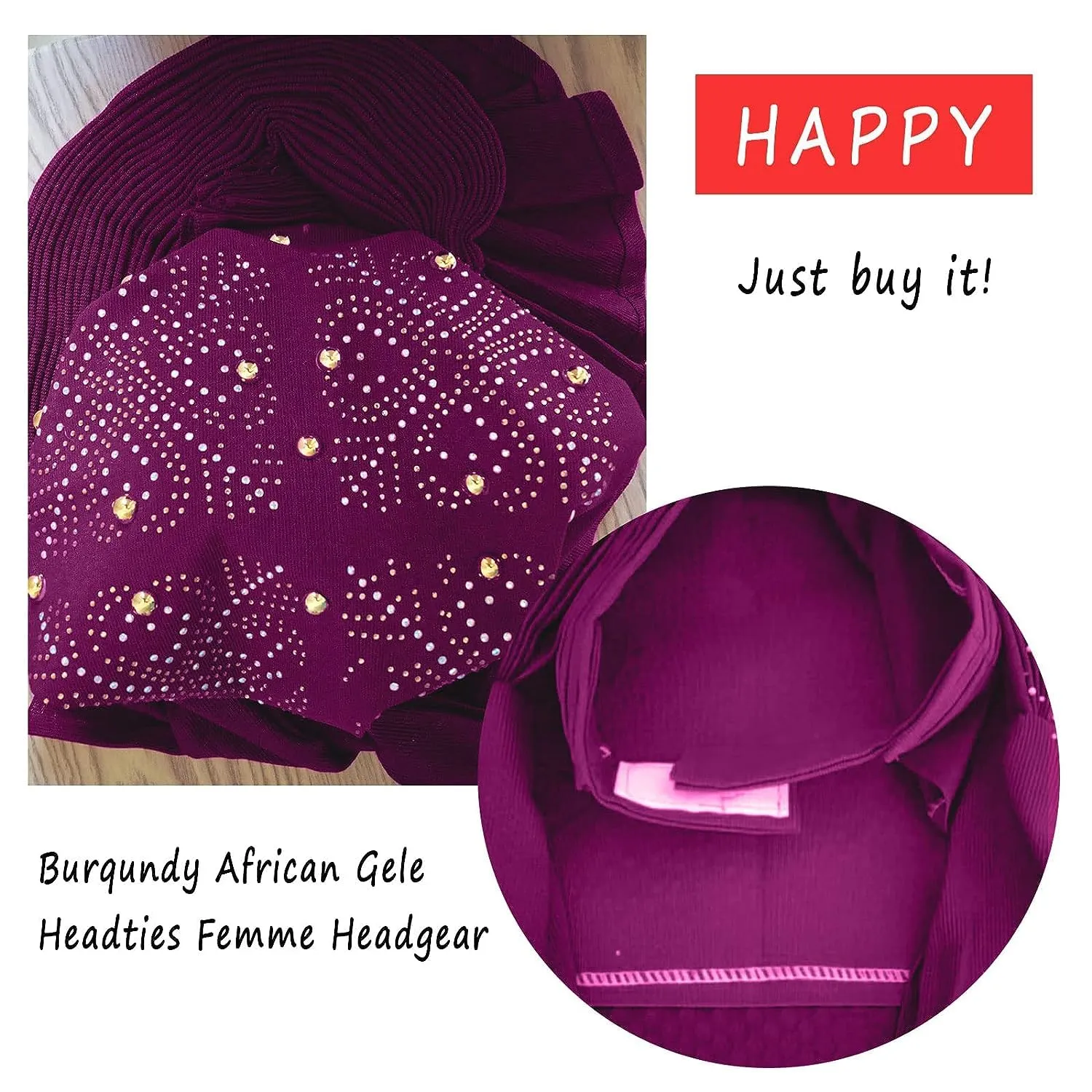 Already Made Nigerian ASO Oke Auto Gele with Stones Women Turban Hat Head Wrap African Headties Fashion Headbands for Party(Fushcia)