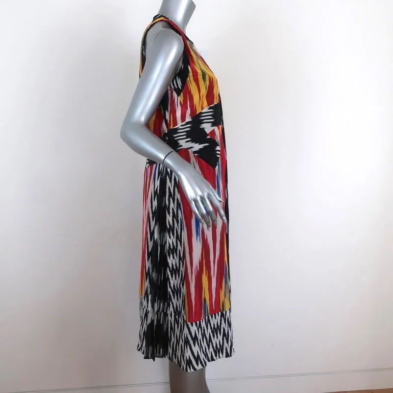 Altuzarra Dress Parrot Ikat Printed Silk Chiffon Size 36 Sleeveless Shift