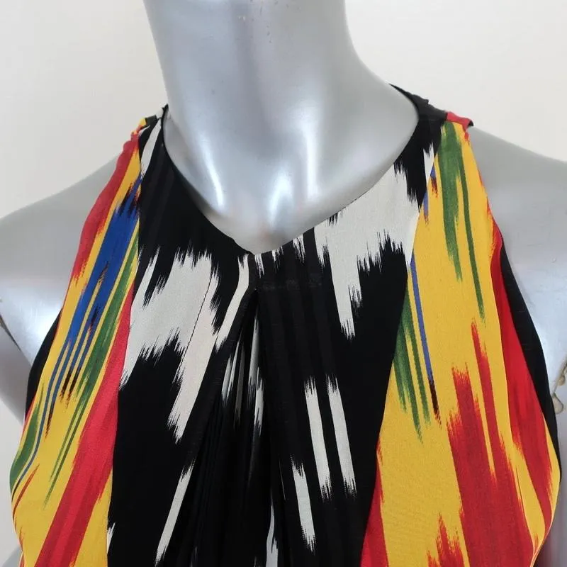 Altuzarra Dress Parrot Ikat Printed Silk Chiffon Size 36 Sleeveless Shift