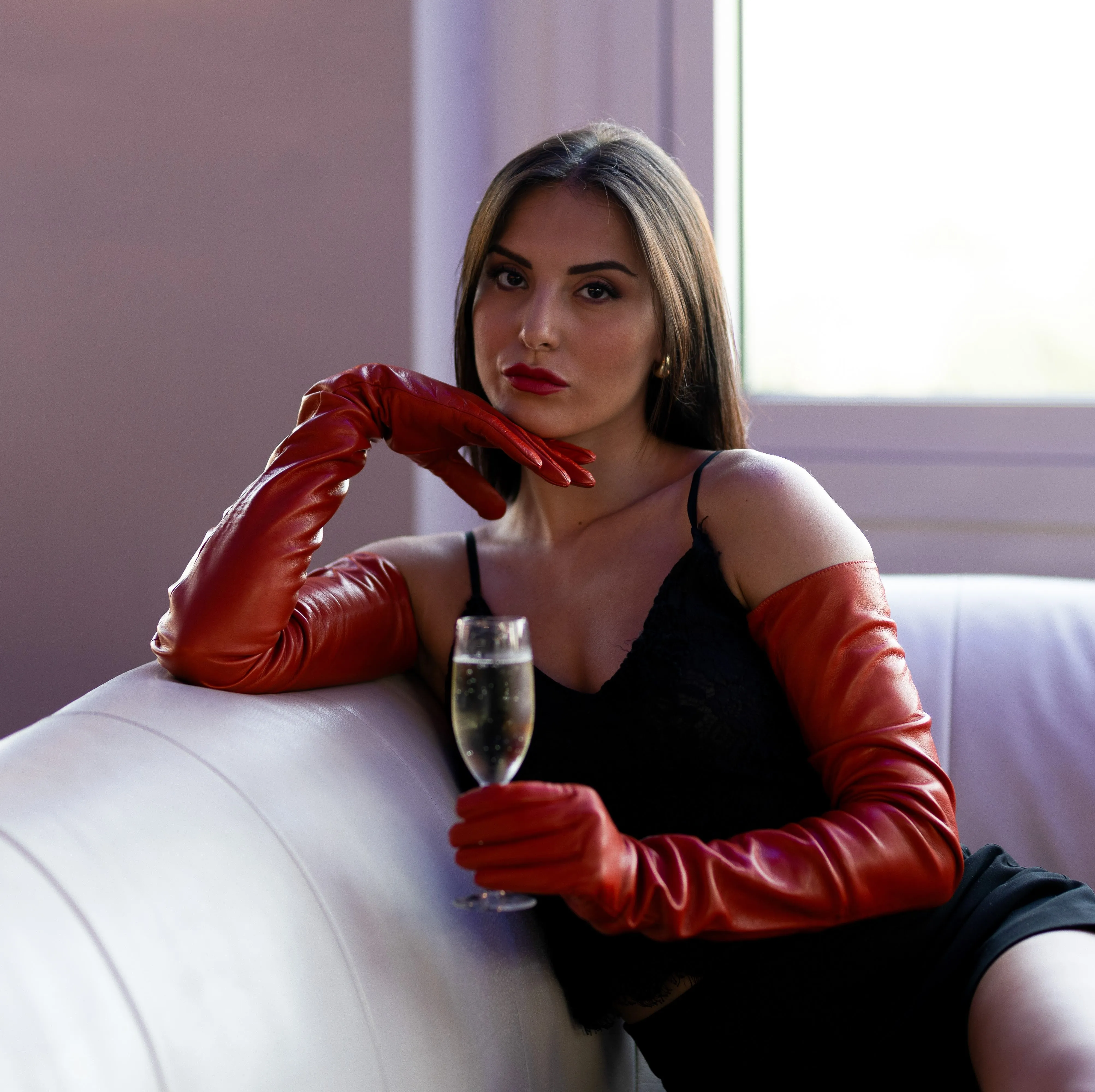 Amalfi | Shoulder Length Leather Gloves (80cm)