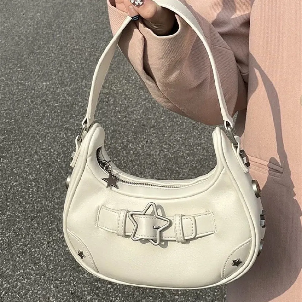 Amozae-Back To School Gifts Star Embellish Pu Leather Shoulder Bag