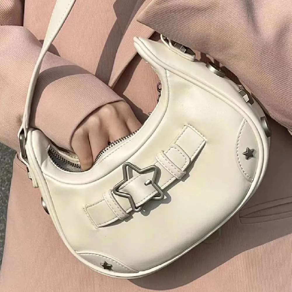 Amozae-Back To School Gifts Star Embellish Pu Leather Shoulder Bag