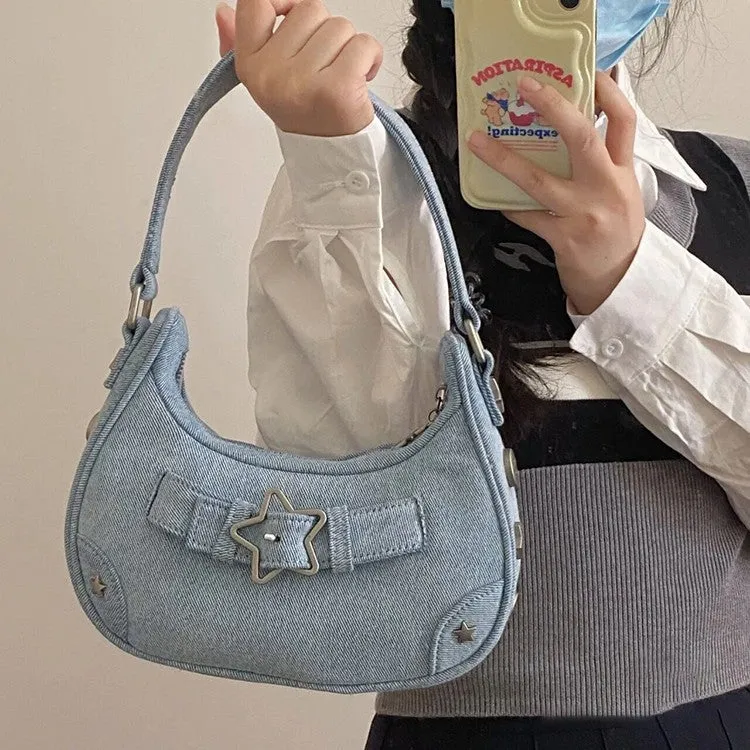 Amozae-Back To School Gifts Star Embellish Pu Leather Shoulder Bag