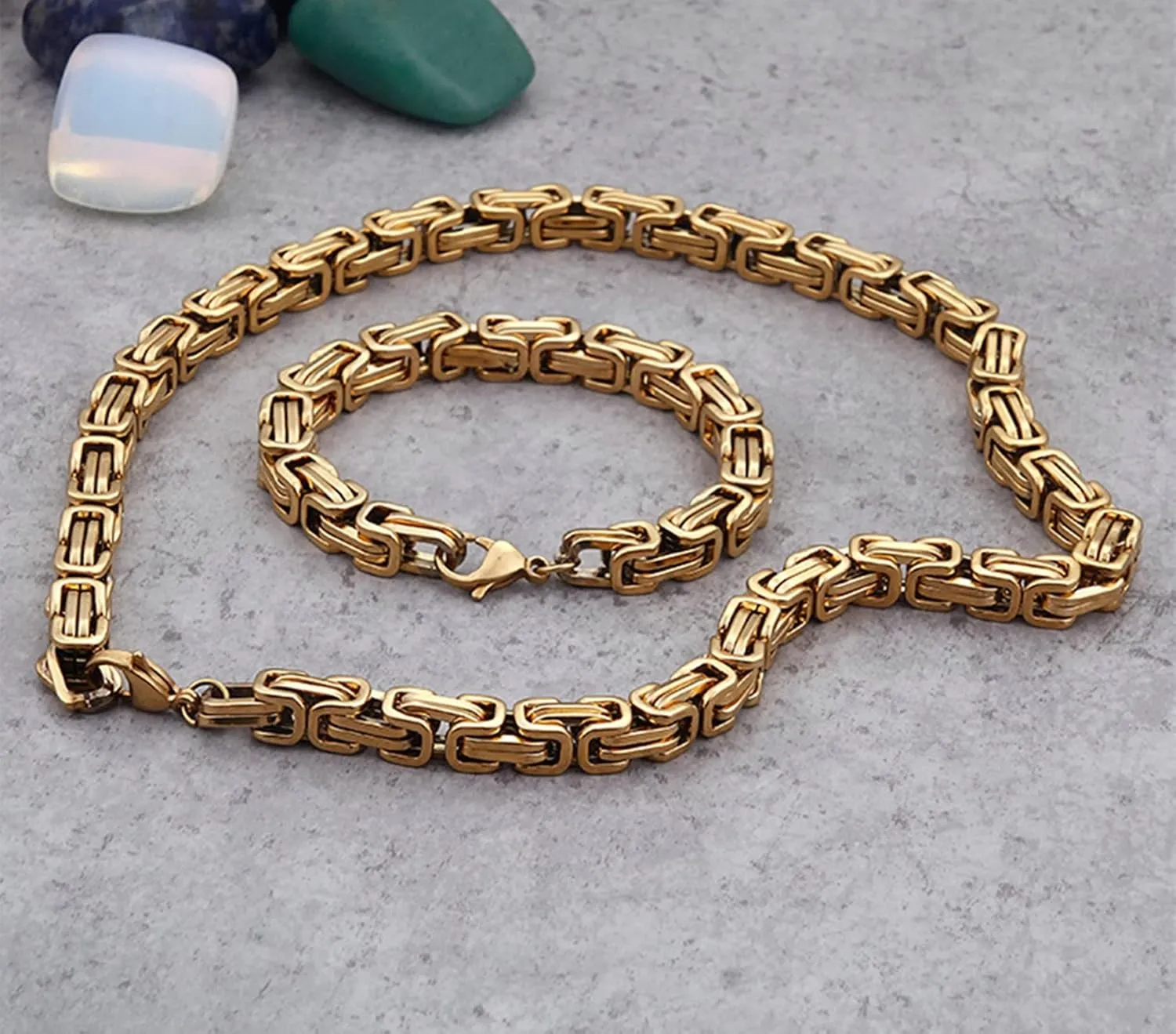 ANAZOZ Byzantine Chain Necklace for Men, Stainless Steel Chain Link Necklace Chain 50CM-76CM