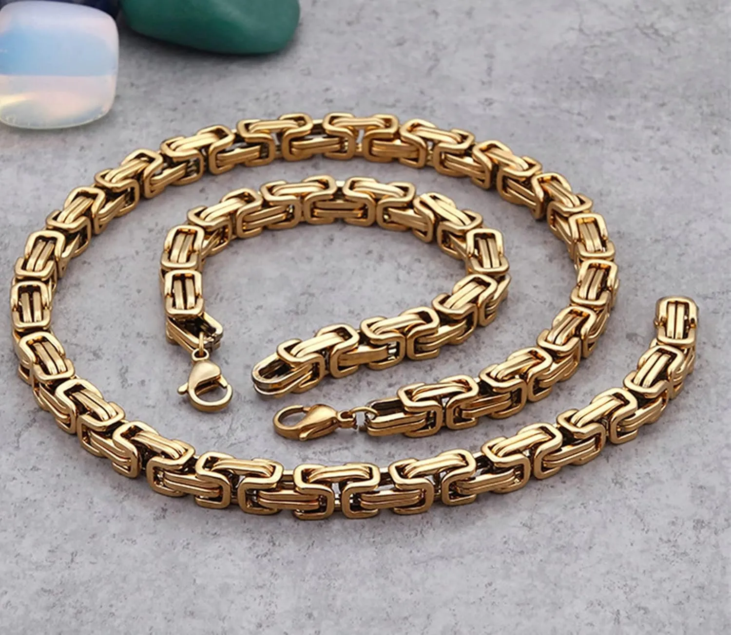 ANAZOZ Byzantine Chain Necklace for Men, Stainless Steel Chain Link Necklace Chain 50CM-76CM