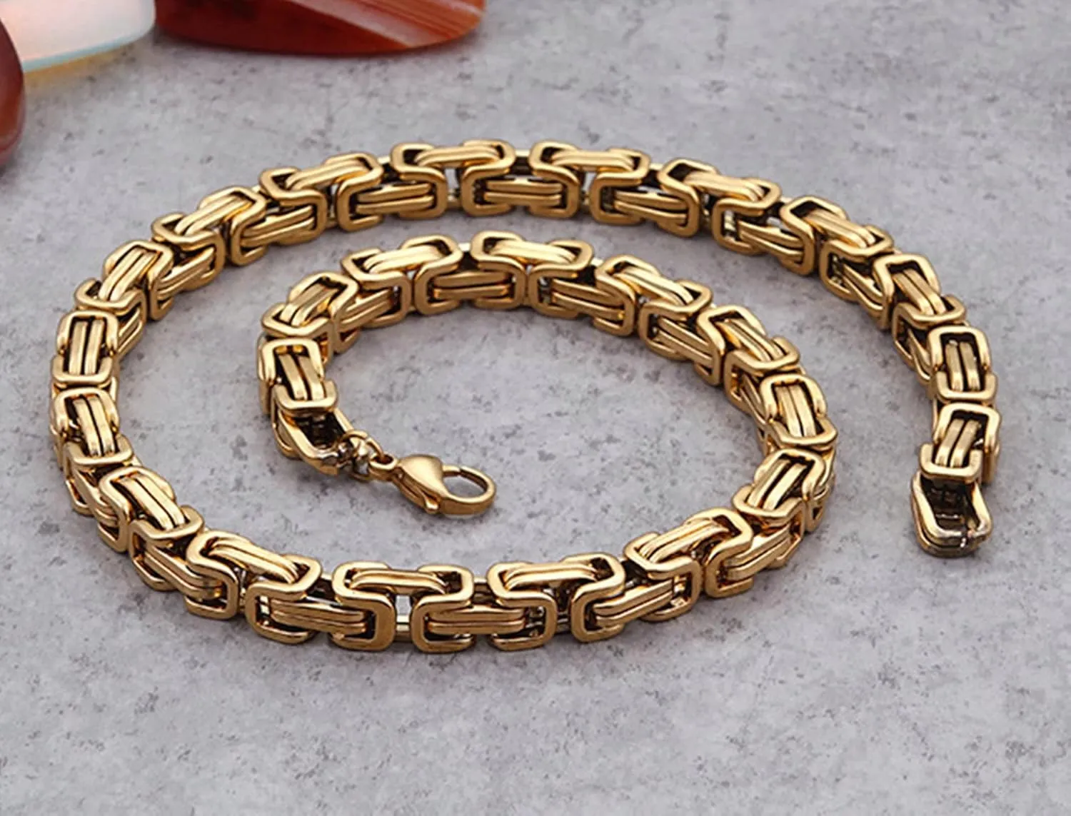 ANAZOZ Byzantine Chain Necklace for Men, Stainless Steel Chain Link Necklace Chain 50CM-76CM