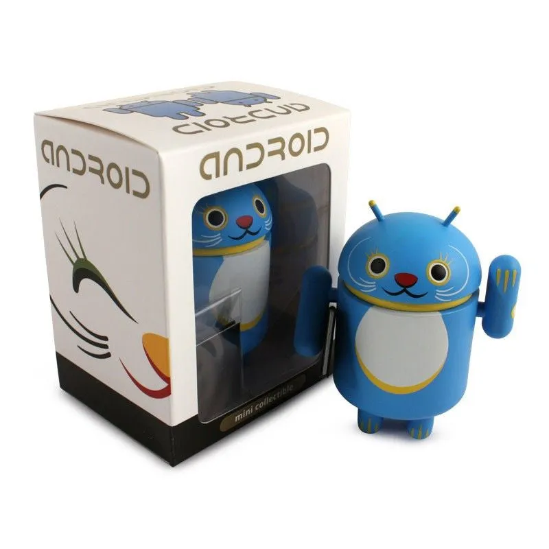 Android Mini Collectible Lucky Cat Series - Blue Lucky Cat w/ Notebook