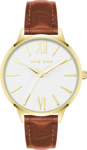 Anne Klein Women's Croco-Grain Patterned Faux Leather Strap Watch