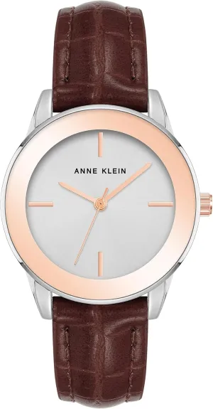 Anne Klein Women's Croco-Grain Patterned Faux Leather Strap Watch