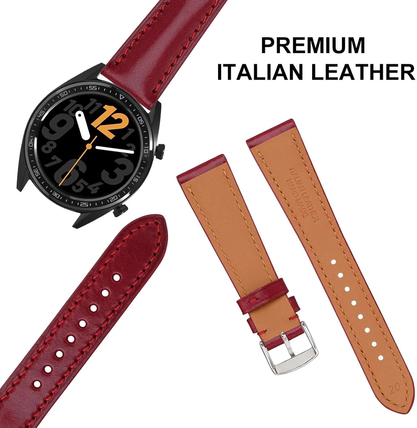 ANNEFIT Watch Bands 18mm 20mm 22mm, Premium Full Grain Leather Watch Straps for Men and Women