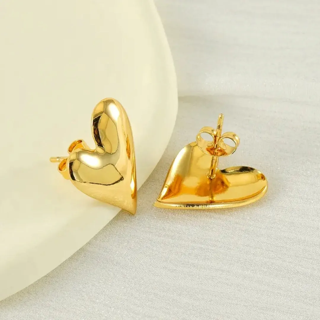Anti Tarnish Heart Shaped Stud Earring