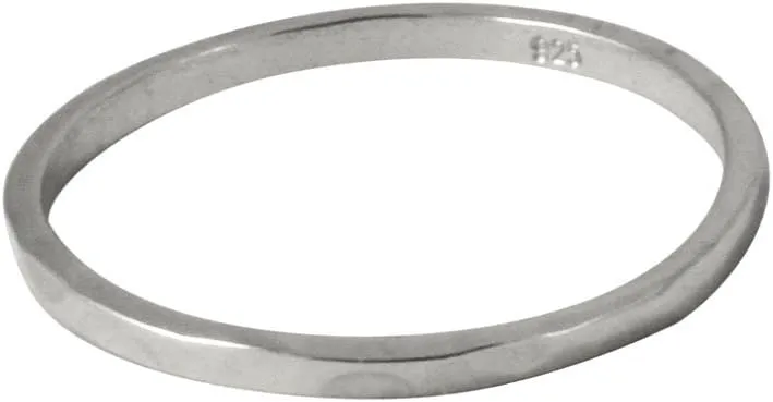 apop nyc Thin Band Ring Sterling Silver Hammered 1.5mm (Size 3-9)
