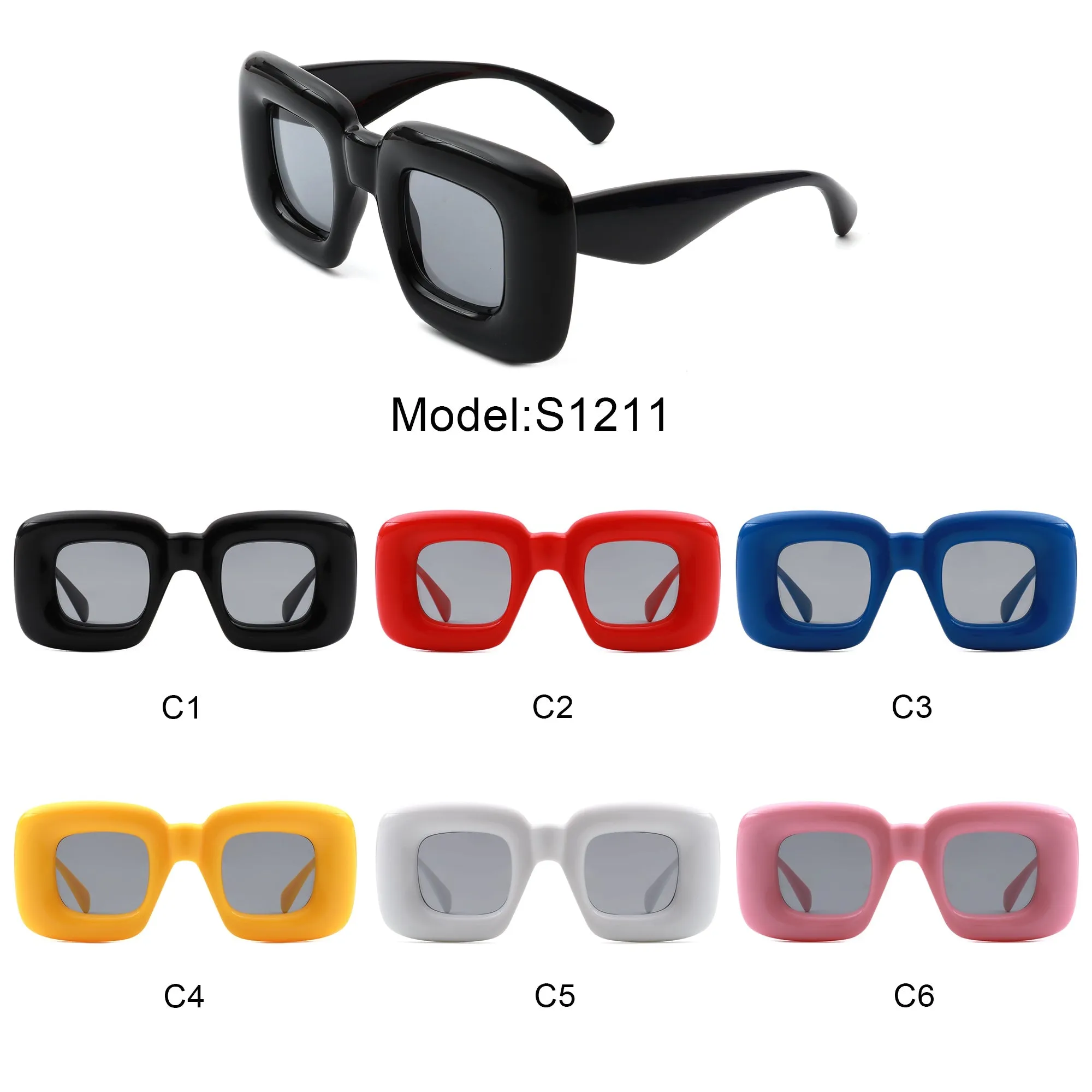 Argo - Oversized Y2K Inflated Frame One Piece Lens Sunglasses