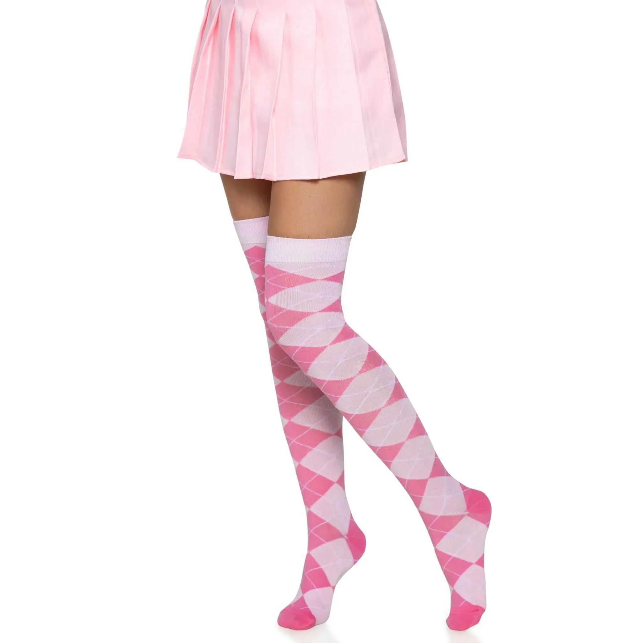Argyle Knit Over The Knee Socks