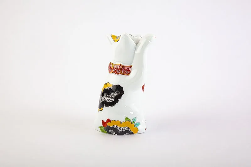 Arita Yaki(ware) Japanese Lucky Cat Figure - Camellia