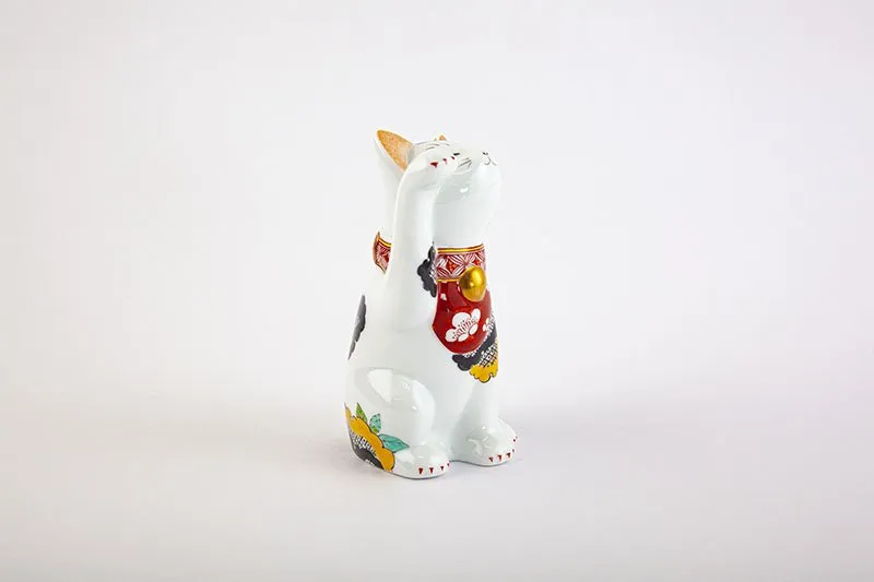 Arita Yaki(ware) Japanese Lucky Cat Figure - Camellia