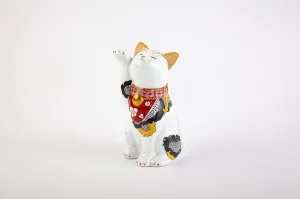 Arita Yaki(ware) Japanese Lucky Cat Figure - Camellia